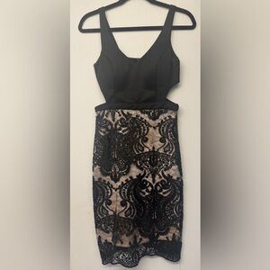 Sequin hearts, size 5 black mini dress